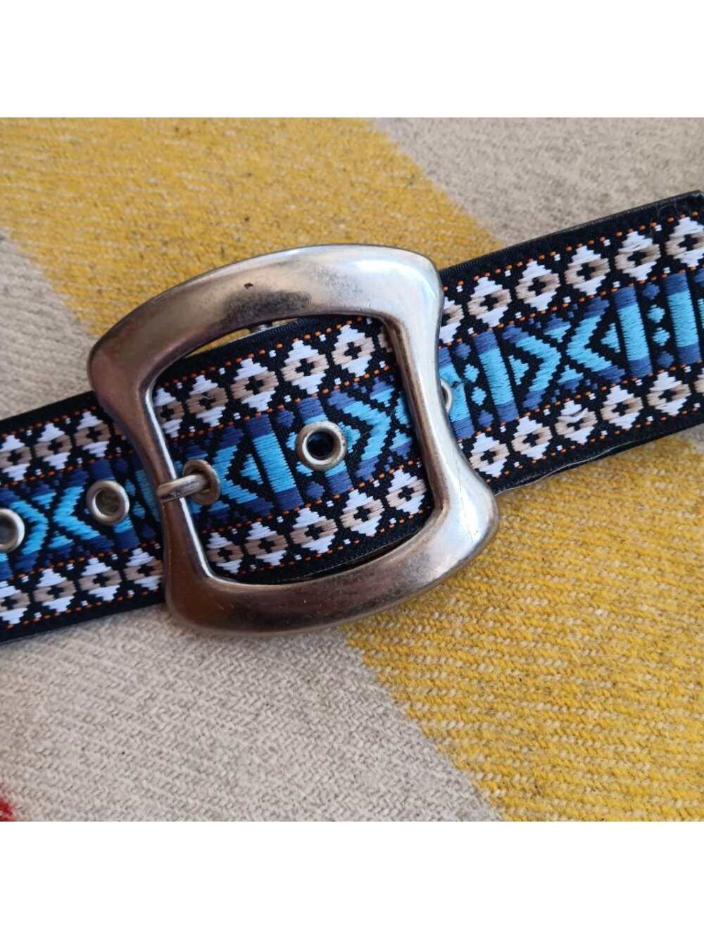 XL Vintage Womens Hippy Belt 1970's 80s Boho WesternAztec Pattern